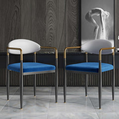 Contemporary dining room chairs with PU leather in white and blue