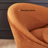 92.9" Modern Orange Velvet Upholstered Large 3Seater Curved Sofa