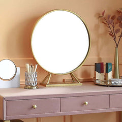 Pink Velvet Upholstered Makeup Vanity Table with Mirror - Modern and Spacious Dressing Table with Stool