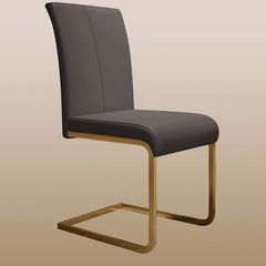 Luxurious Black PU Leather Dining Chairs with Gold Metal Base Set of 2