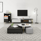 Round and square nesting coffee table set with storage and ottomans, 2-piece accent tables for living room