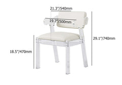 Modern white dining chair with arms upholstered in PU leather for comfortable dining experience