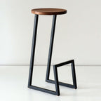 Contemporary industrial style black wood bar stools set of 2 backless with metal legs