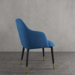 Chic Set of 2 Modern MidCentury Upholstered Blue Fabric Dining Chairs with Arms for Stylish Dining Setting