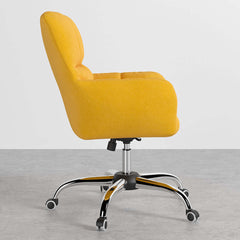 Sleek cotton and linen upholstered office chair with swivel and adjustable height for modern work environments