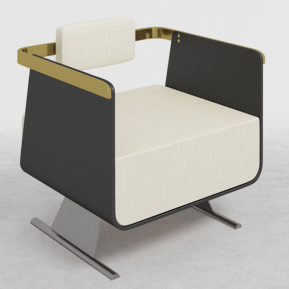 Walnut Modern Accent Chair Upholstered Cotton & Linen Accent Chair