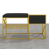 Modern PU Leather Upholstered Entryway Bench White with Gold Legs