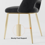 Modern Black Upholstered Dining Chair Set of 2 with Hollow Back & Gold Legs