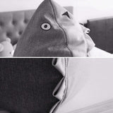 Kid Gray Beanbag Chair Shark Shape Fabric and Foam
