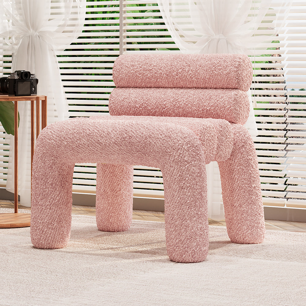 Beige Velvet Accent Chair Upholstery Horizontal Channeled for Living Room