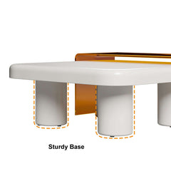 Elegant Square Nesting Coffee Table Set of 2 with Acrylic Waterfall End Table in White & Orange