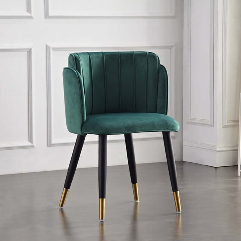 Green Velvet Upholstered Dining Chair with Arm, Set of 2 Mid Century Wood Dining Chairs Image principale du produit