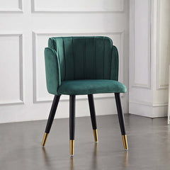 Green Velvet Upholstered Dining Chair with Arm, Set of 2 Mid Century Wood Dining Chairs