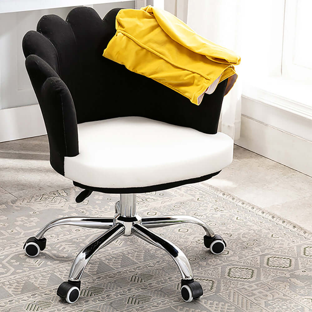 Elegant beige swivel chair with velvet upholstery