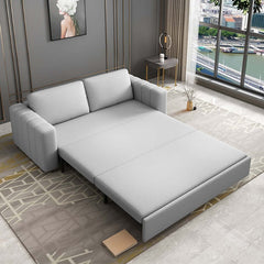 Versatile 71" gray sofa bed with storage, convertible sleeper couch in cotton & linen