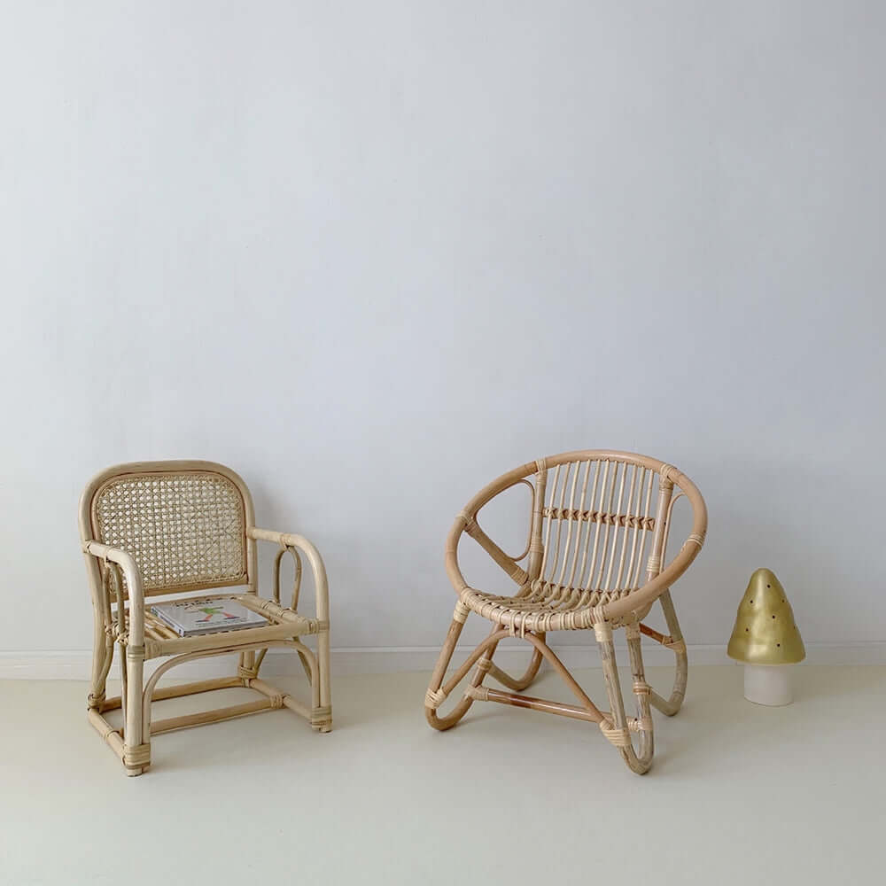 Small Rattan Children's Chair for Playroom or Bedroom Decor