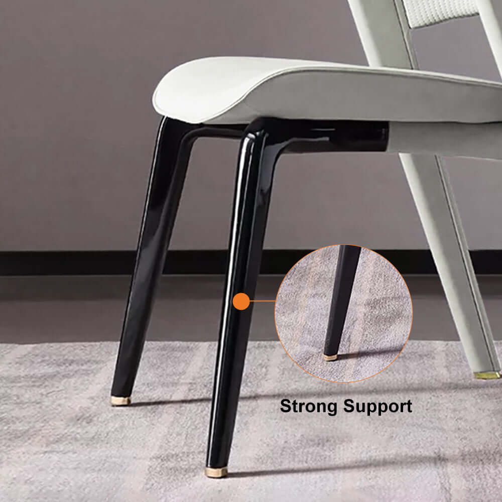 Off White Dining Chair with Modern Faux Leather Upholstery and Curved Back Set of 2