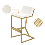 White PU Leather Bar Stool & Counter Stool Gold Legs with Footrest
