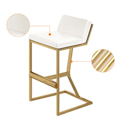 Sophisticated White PU Leather Bar Stool & Counter Stool with Gold Legs and Footrest for Elegant Spaces