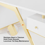 Black modern wooden executive writing desk and chair set for home office, 71 inches