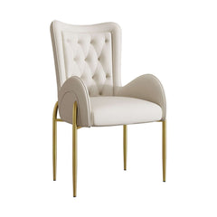 Oakic White PU Leather Upholstered Dining Chair Modern Tufted Wingback Chair with Arm - Luxury upholstered armchair for modern home