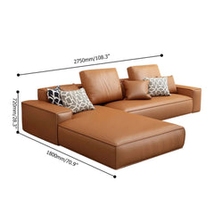 Brown leathaire upholstered sofa with sectional design for home comfort and style