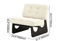 Boucle sherpa lounge chair in white and black with modern ash wood upholstered design