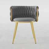 Nordic Pink Round Accent Chair with Velvet Upholstery