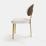 White Upholstered Dining Chair (Set of 2) Modern Armless Side Chair Curved Back