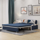 72" Modern Deep Gray Cotton Linen Upholstered Convertible Sofa Bed with Storage