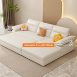 Off White Microfibres Reversible Sleeper Sectional Sofa with Chaise Pull Out Sofa Bed