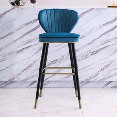 Luxurious blue velvet bar stools with back support for stylish kitchen seating