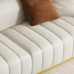 Sleek and stylish 3-seater sofa in faux leather with elegant gold legs