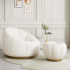 Pumpkin pouf ottoman in cloud color for stylish and versatile use