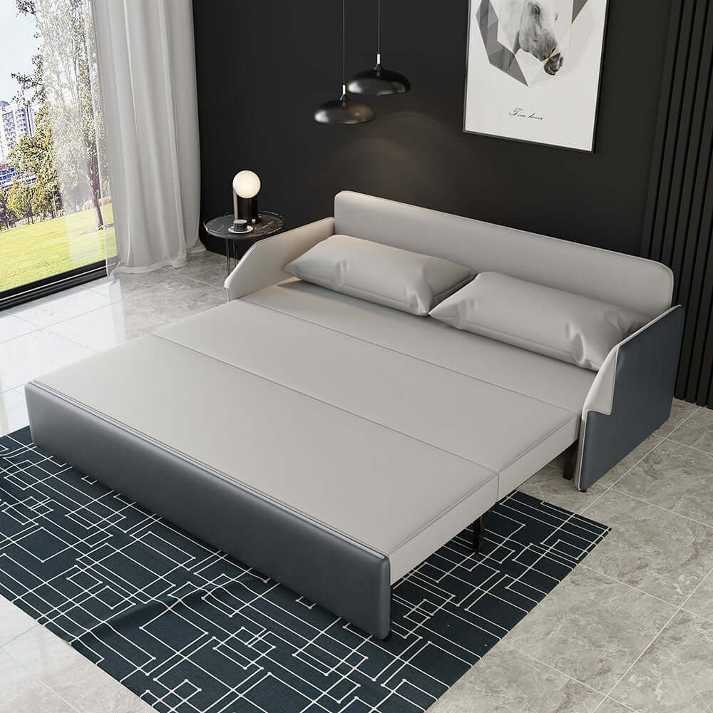 Versatile gray convertible sleeper sofa with ample storage designed for modern and functional interiors