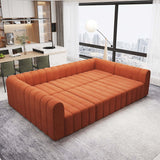 118.9'' Velvet Modular Pit Sectional Sofa Set Convertible 6Seater Upholstered Orange