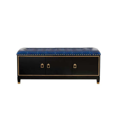 Faux Leather Upholstered Shoe Cabinet Bench with Doors