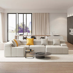 Luxurious Off White Velvet Modular Sectional Sofa with Chaise