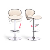 Bar Height Bar Stool White PU Leather Upholstery 30.3" Bar Chair with Backrest