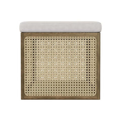 Versatile 18.1 inch Boho Rattan Ottoman as a Stylish Foot Stool or Side Table for Bohemian Decor