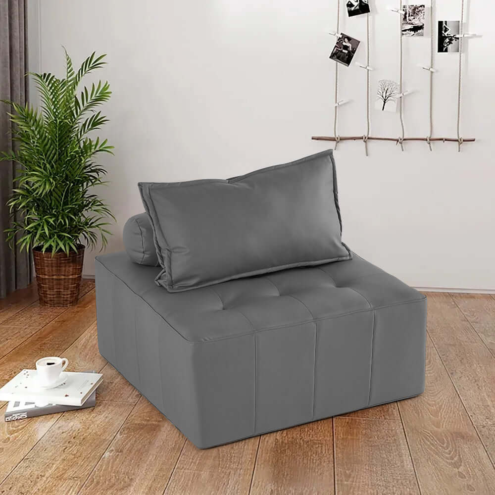 Stylish Brown Modular Armless Lounge Chair with LeathAire Upholstered Cushions for Modern Interior Design