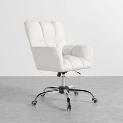 Sleek cotton and linen upholstered office chair with swivel and adjustable height for modern work environments