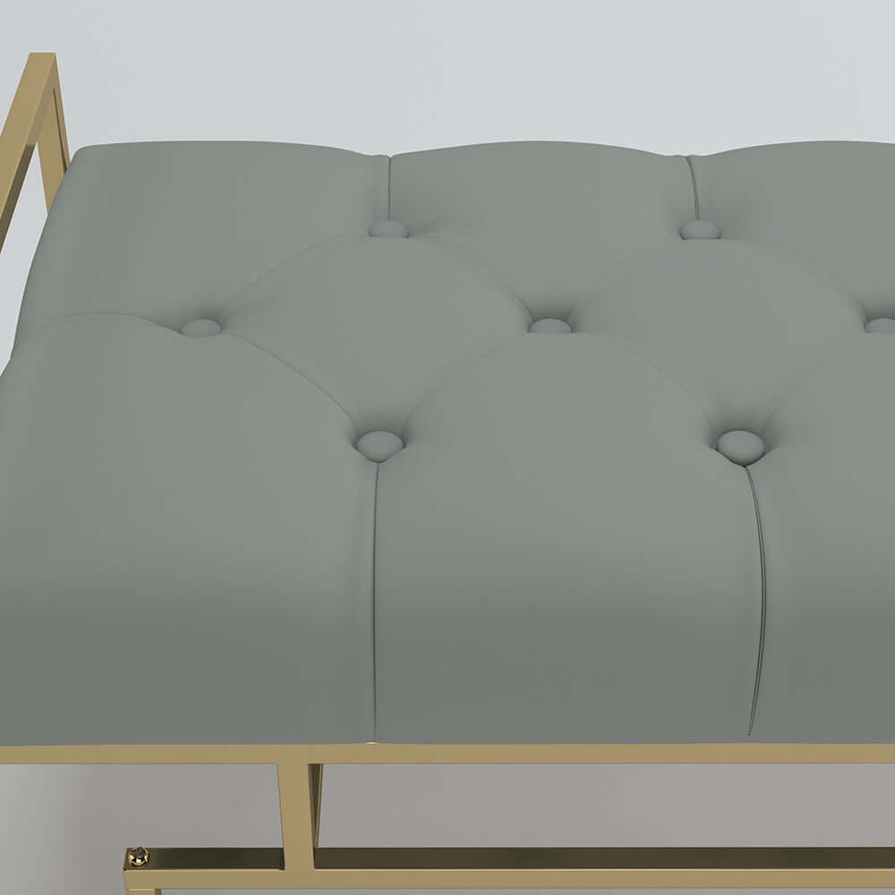 Contemporary 31.5'' gray faux leather bench with sleek gold metal legs