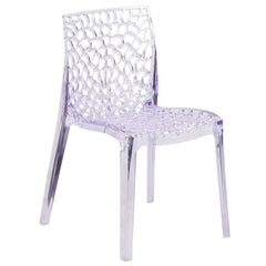 Stacking side chair made of transparent acrylic material