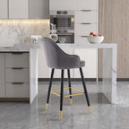 Tall Deep Gray Upholstered Bar Chairs with Footrest for Kitchen Island