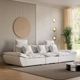 109.4" Modern White LeathAire 3 Seater Deep Sofa with Adjustable Backrest Sailboat