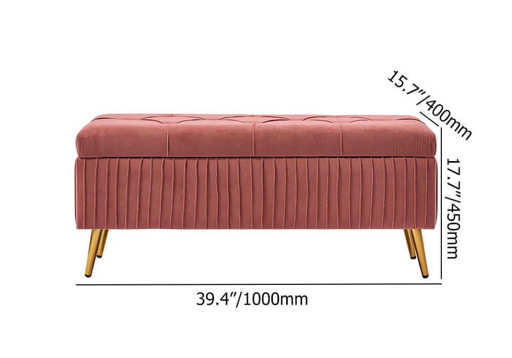 Chic velvet storage bench with gold legs for modern living spaces
