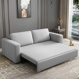 71" Gray Sofa Bed Convertible Sleeper Couch Cotton & Linen Upholstery with Storage