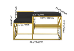 Sleek modern white upholstered entryway bench with gold legs