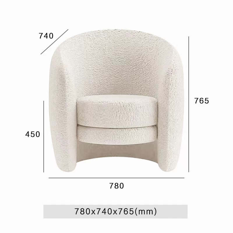 Nordic ivory boucle sherpa vanity stool chair with low back in white, gray, and green